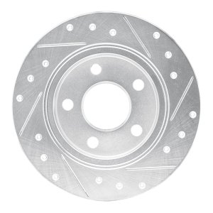 Ford Taurus SHO Brake Rotor (1) - Rear Left - R1 Concepts - Drilled & Slotted - Silver - `93-`05